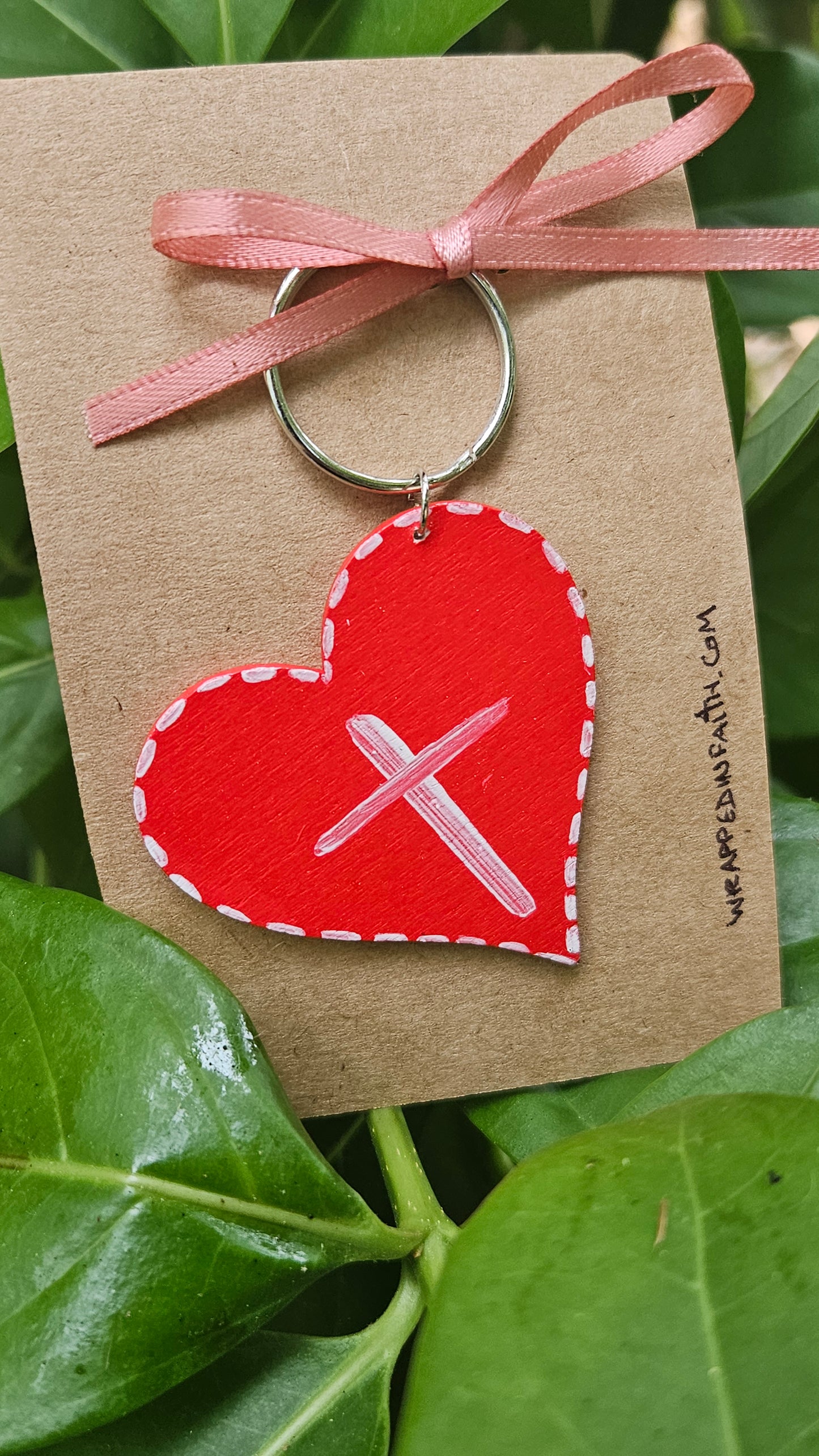 Handpainted Red Heart Keychain