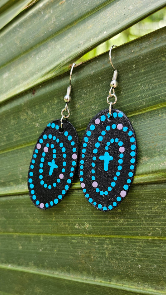 Oval Cross Lightweight Hook Earrings