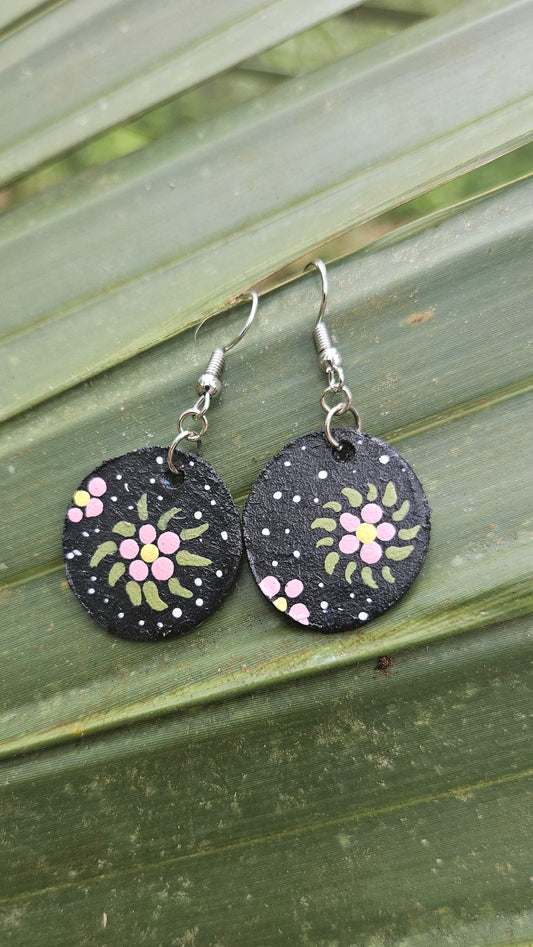 Floral Cardboard Hook Earrings