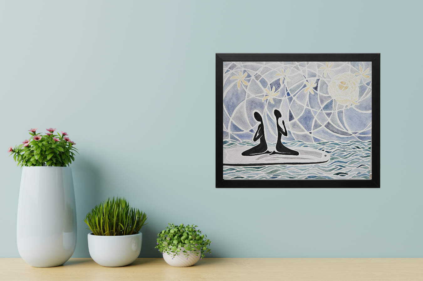 Paddleboarders Original Watercolor Cedar Key Inspired Painting