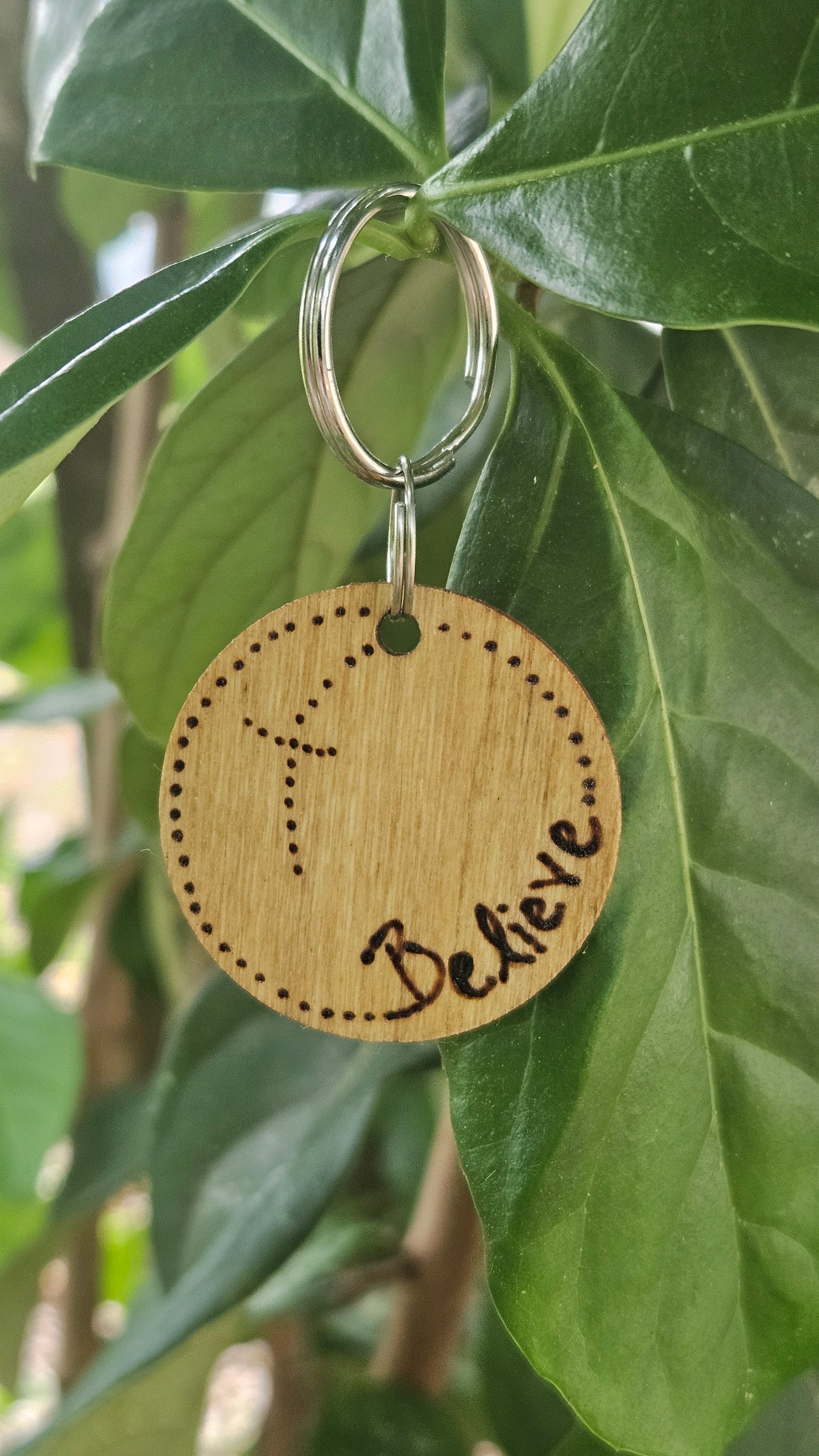 Woodburned Positive Keychains