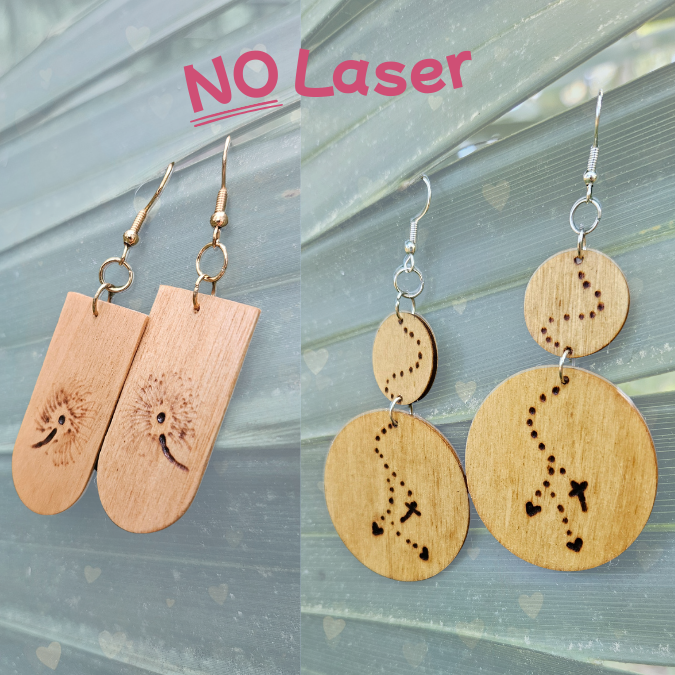 Earrings Burned by Hand