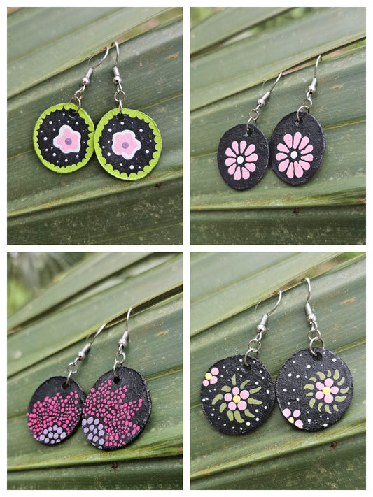 Floral Cardboard Hook Earrings