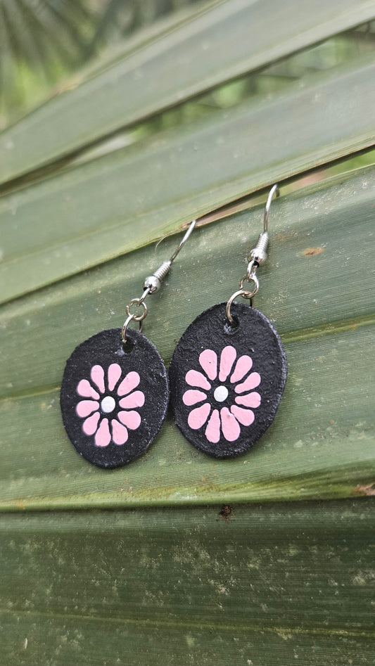 Floral Cardboard Hook Earrings