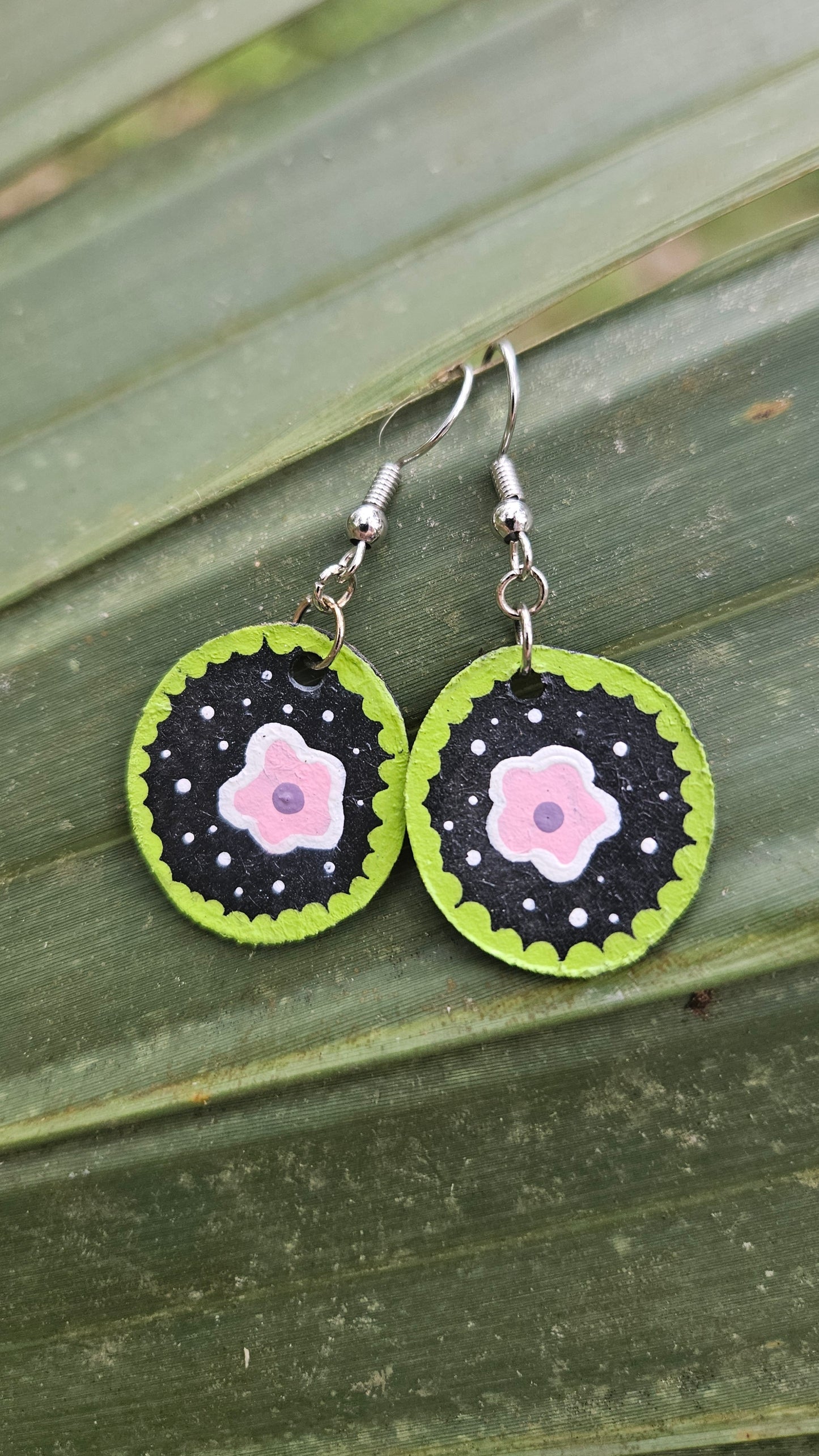Floral Cardboard Hook Earrings