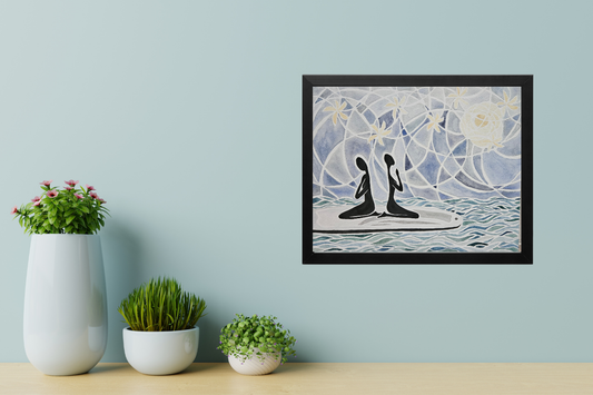 Paddleboarders Original Watercolor Cedar Key Inspired Painting