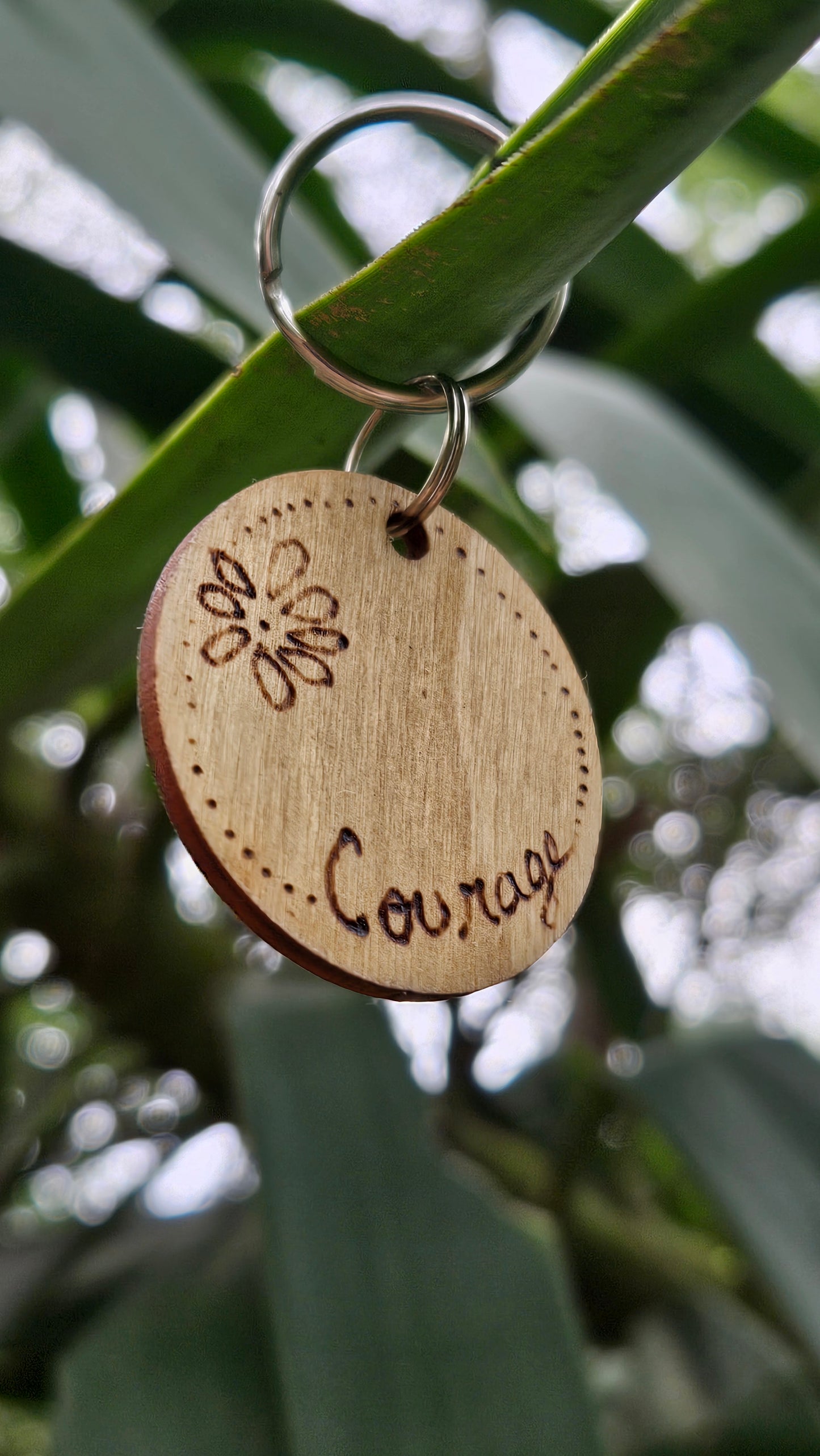 Woodburned Positive Keychains