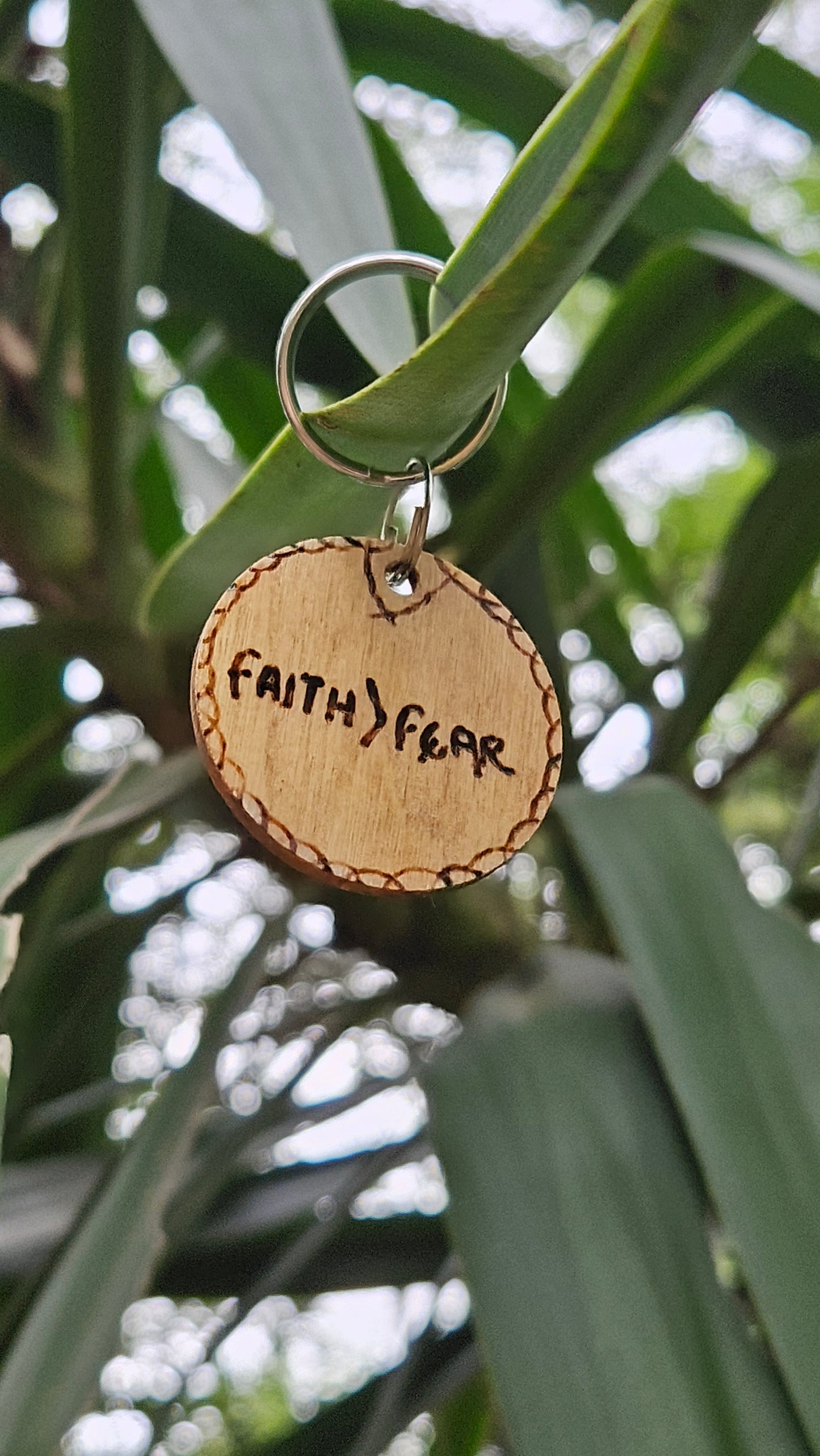 Woodburned Faith Keychains