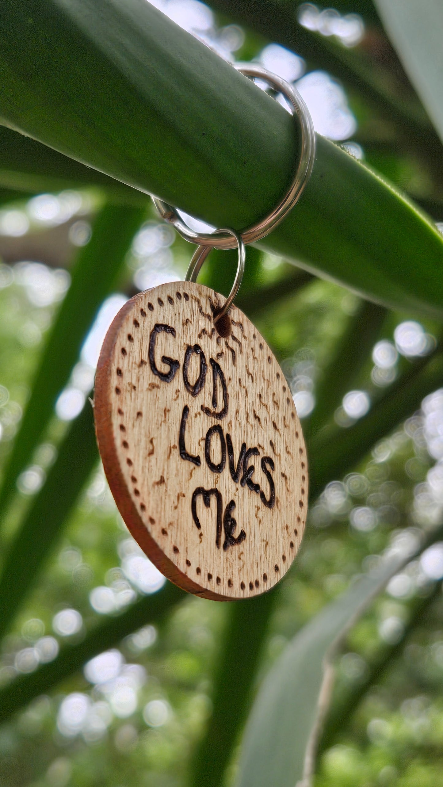 Woodburned Positive Keychains