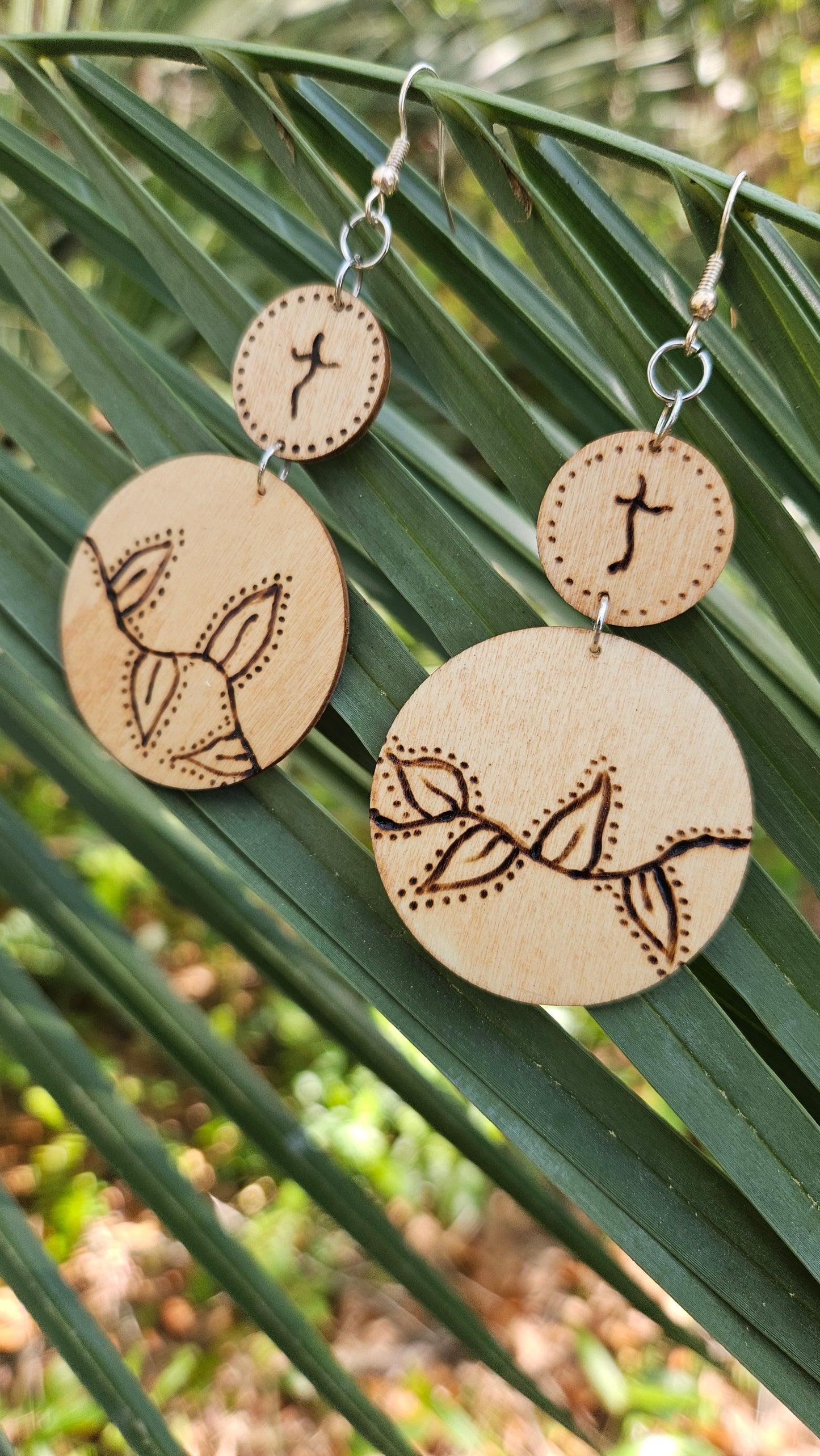 Oversized Large Woodburned Hook Earrings