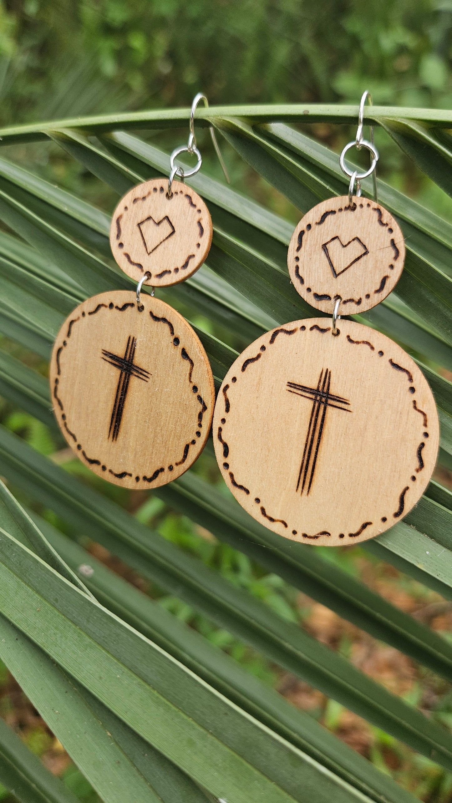 Oversized Large Woodburned Hook Earrings