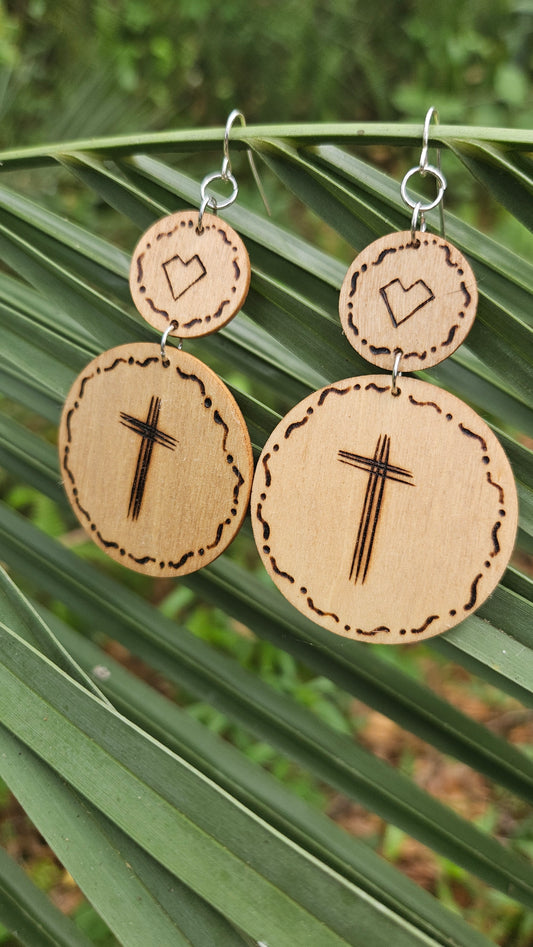Oversized Large Woodburned Hook Earrings