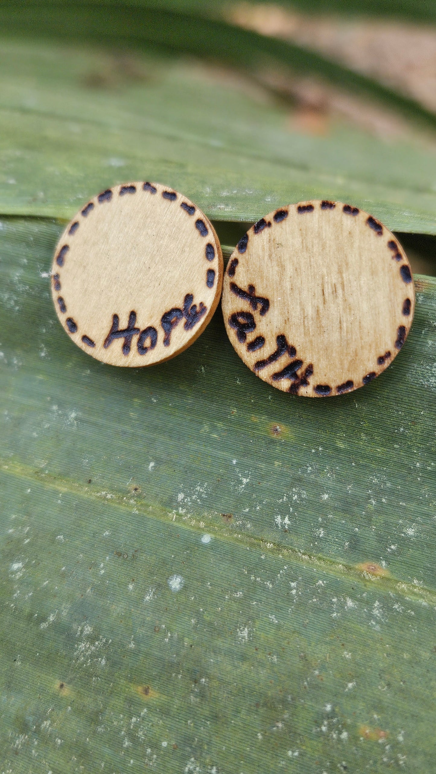 Woodburned Cross Stud Earrings