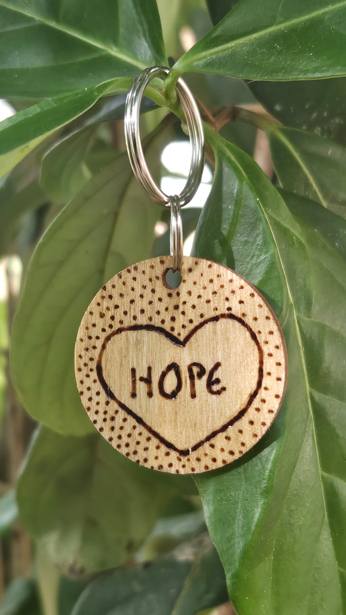 Woodburned Positive Keychains