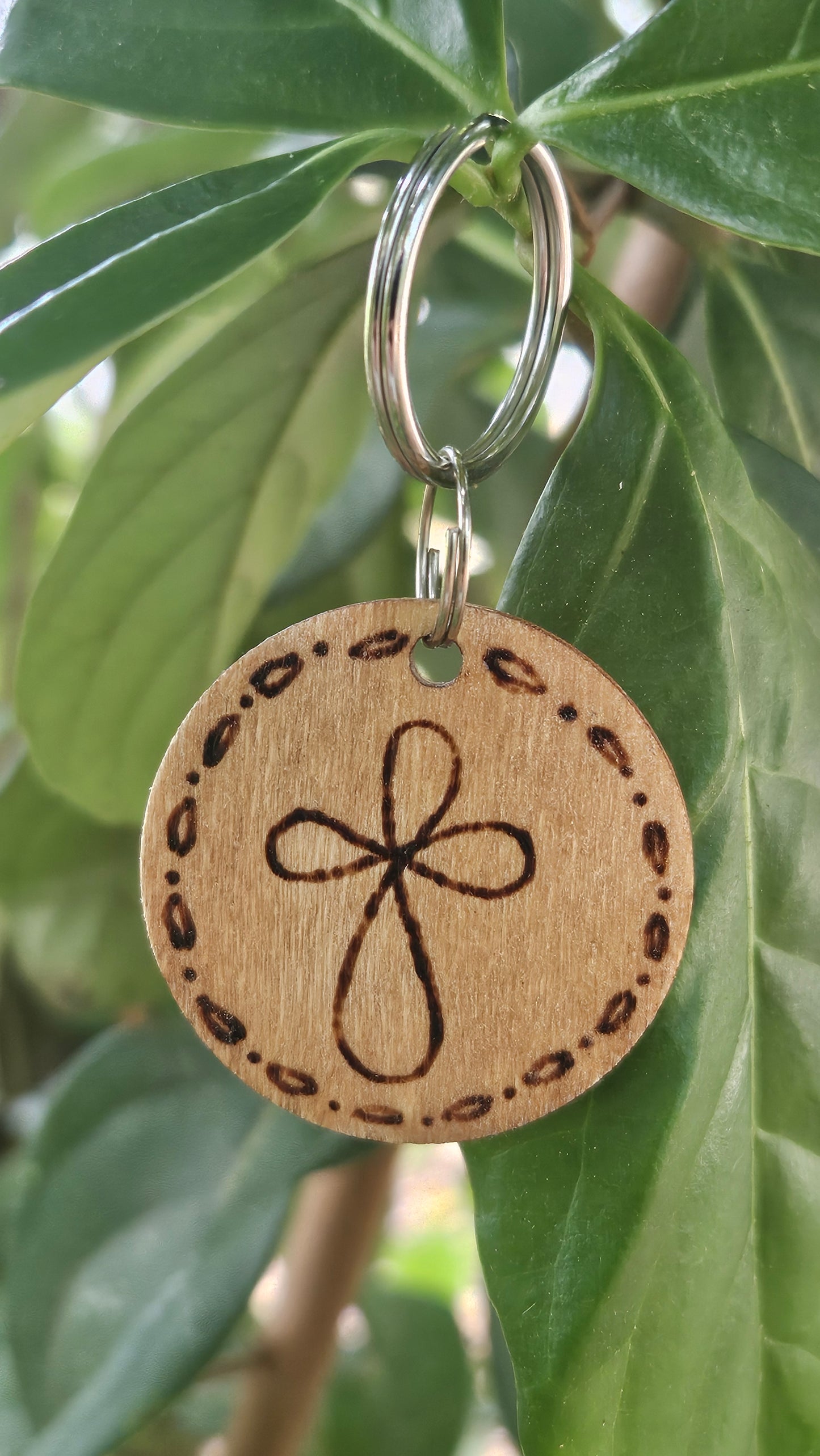 Woodburned Cross Keychains