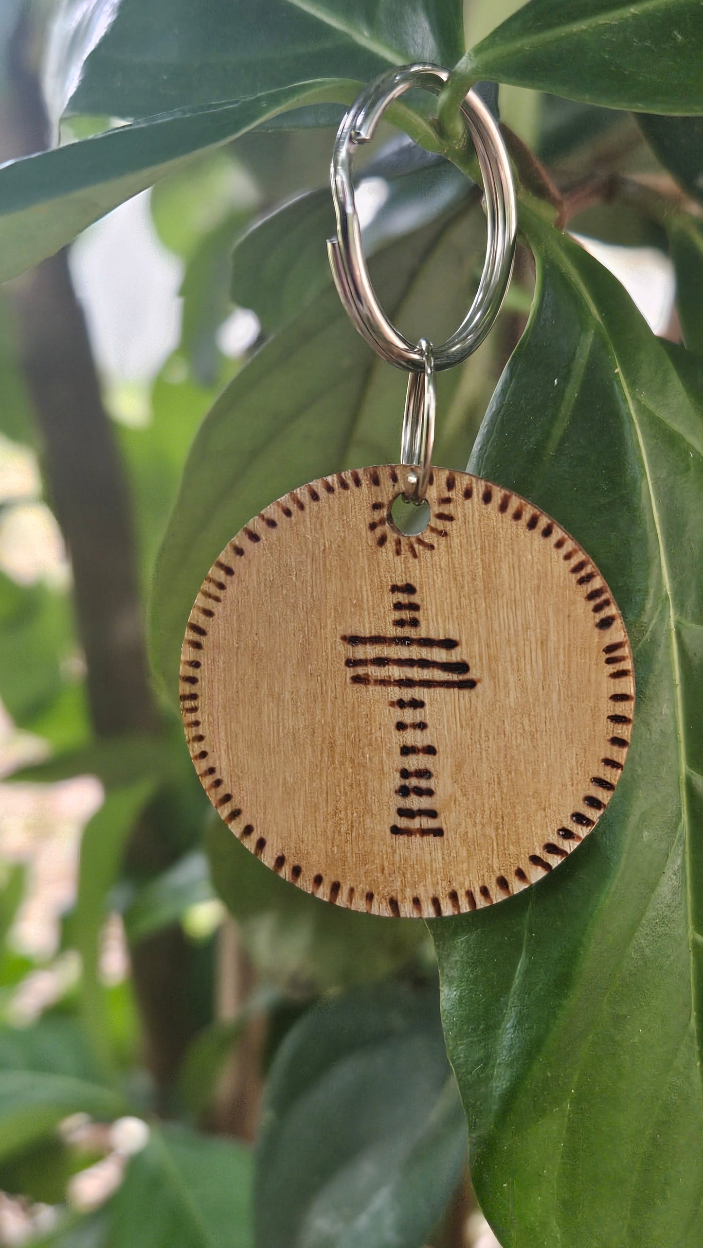 Woodburned Cross Keychains