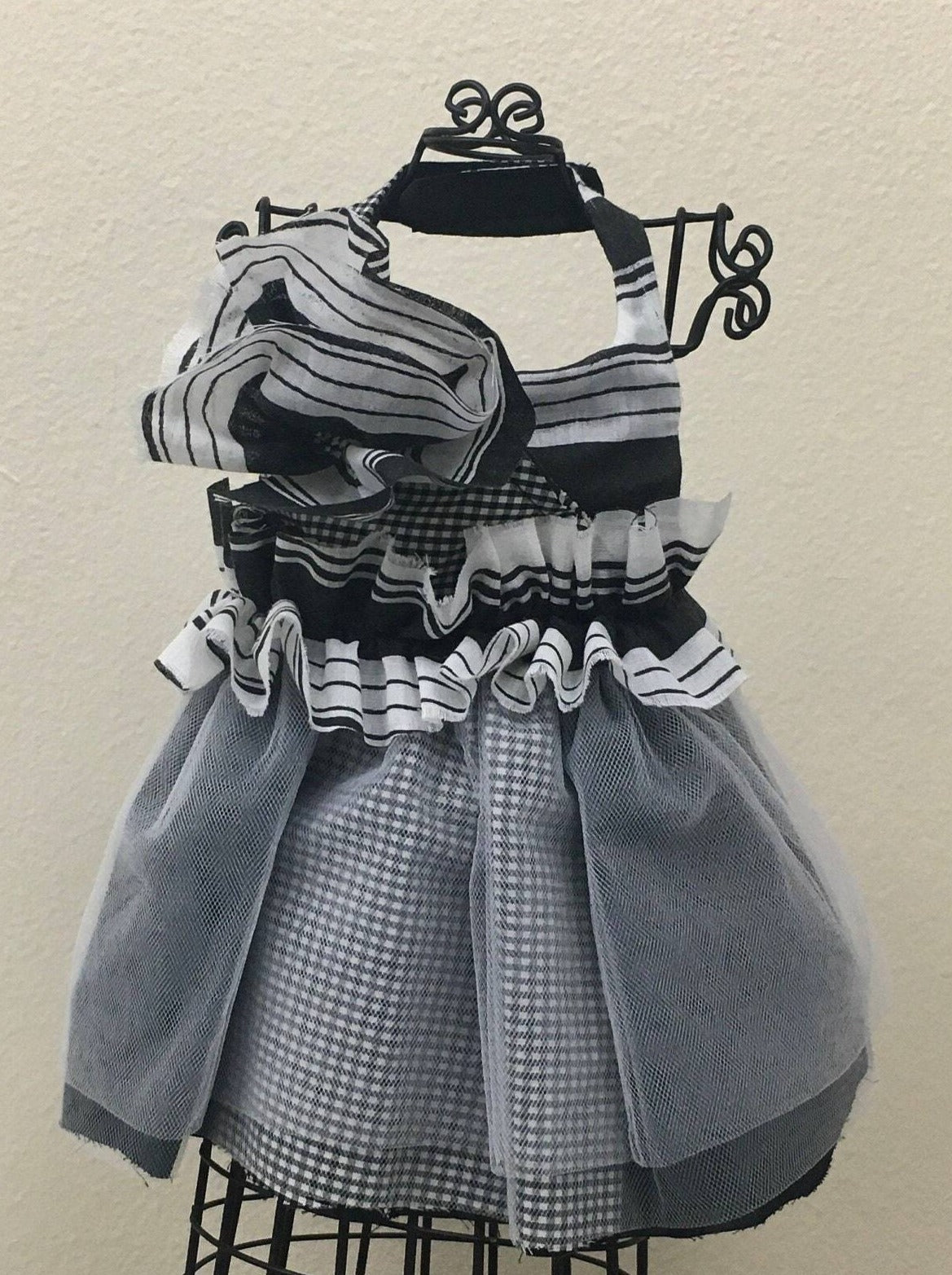 Beautiful and unique black and white goth inapired cat dress for cat