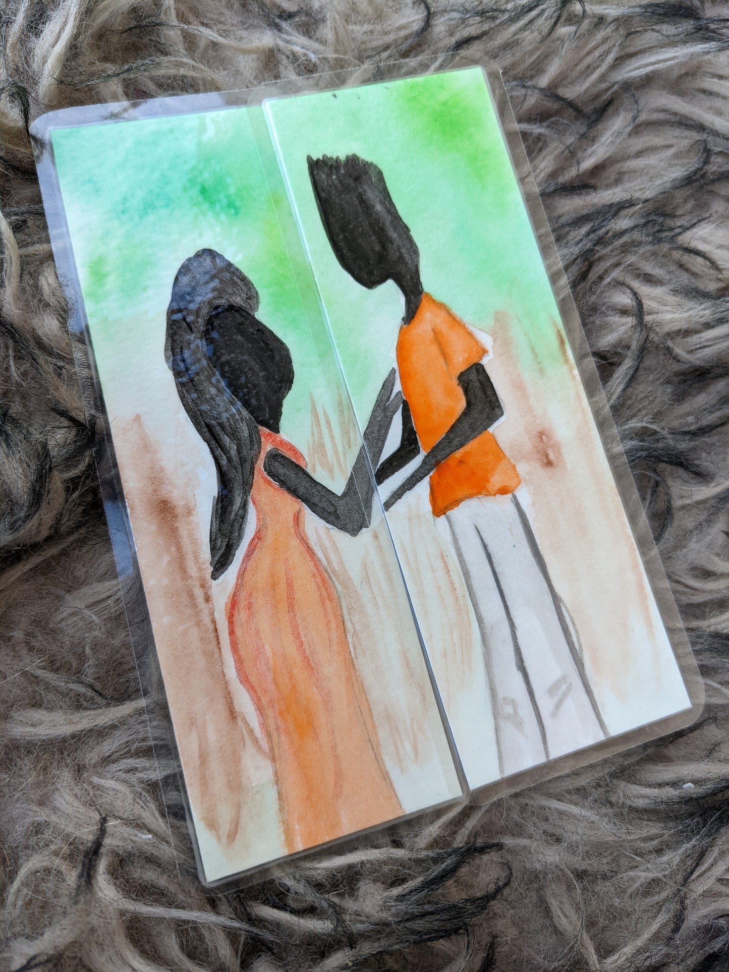 Cute Couple Silhouettes Watercolor Bookmark Set