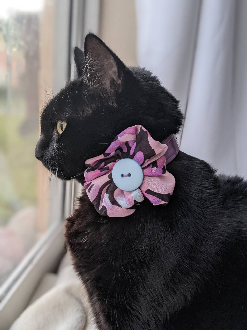Adjustable Purple Collar Accessory for Cat