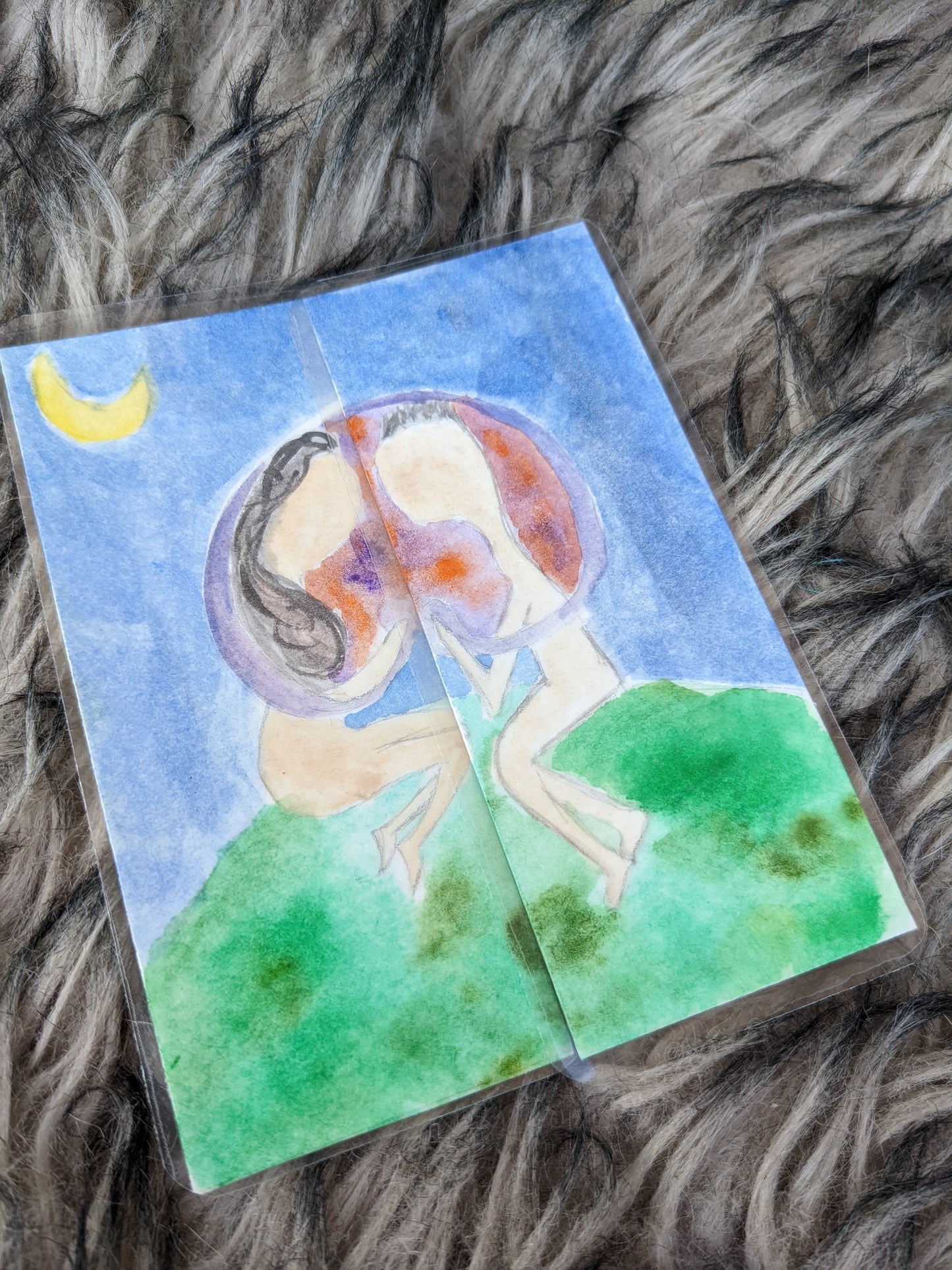 Cute Couple Silhouettes Watercolor Bookmark Set